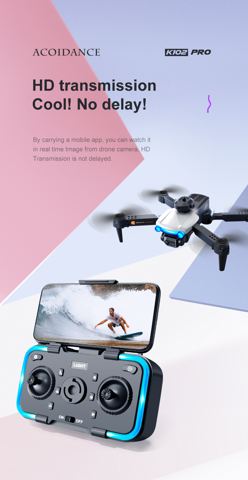Plastic Quadcopter Drone K102 Pro Long Battery Life Smart Follow and Obstacle Avoidance for Safe Flying