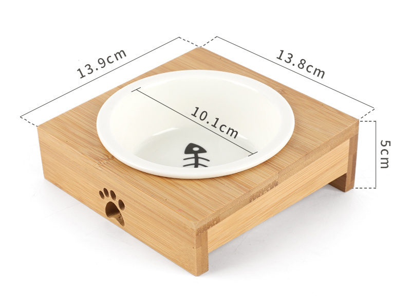 Wholesale Pet Feeder Wooden Ceramic Dog Bowls with Stand