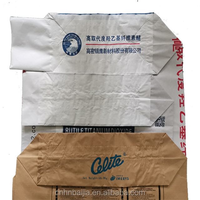 20kg 25kg Flexo Print Pasted Valve Multiwall Paper Bags Cement Packaging