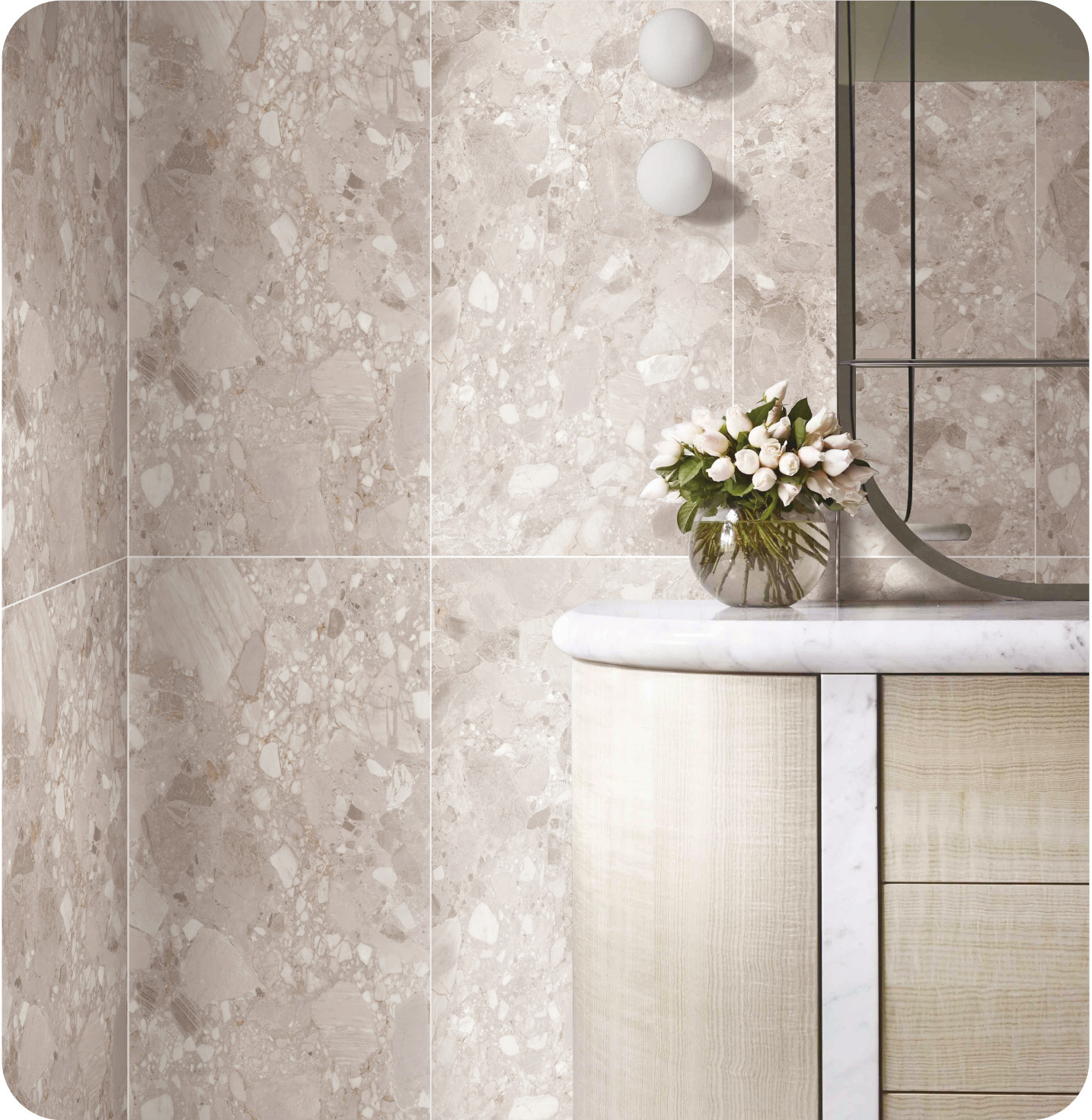 Water-Froof 1200x600mm Inside Floor Terrazzo Tile And Beige SGS Soft Glazed Porcelain Tile For Shower And Bathroom