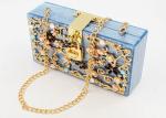 Delicate Girls Acrylic Clutch Bag With Twinkling Diamond Crystal And Golden Lock