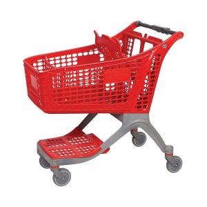 China 220L Plastic Supermarket Shopping Trolley Cart With 5inches TPR Wheels on sale