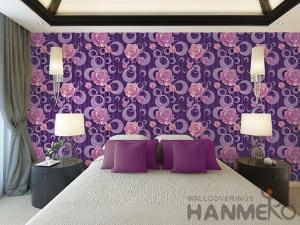 Wholesale Purple Floral Pattern 3D Home Wallpaper , PVC 1.06M 3D Wallpaper For Room Wall from china suppliers