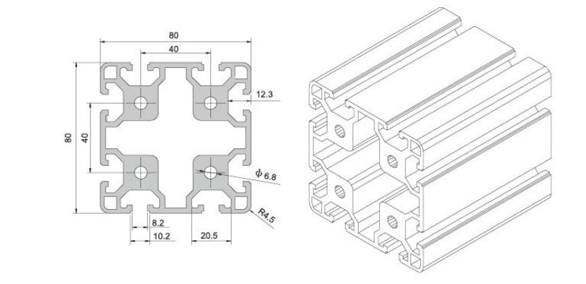 0.30mm Thickness 4090 Industrial Aluminium Profile Drilling Holes Processed