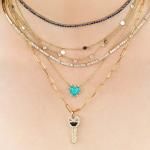 925 Sterling Silver Chain Jewelry Diamond And Turquoise Heart Twist Necklace No
