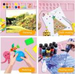 Pink Non Slip Silicone Paint Mat With Cup And Brush Kids And Artist Painting