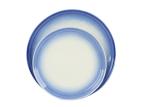 Glossy Glazed Stoneware Salad Plates / Dinner Plates With Embossment Rim 22CM