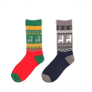 Wholesale Promotional classic christmas deer patterned design winter thick pure cotton dress socks from china suppliers