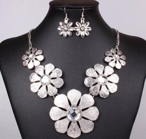 Wholesale European and American Fan exaggerated necklace cross necklace antique silver petals from china suppliers