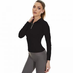 Wholesale Sweat Wicking Horse Riding Tops Long Riding Base Layer Black Female Zipper Shirts from china suppliers