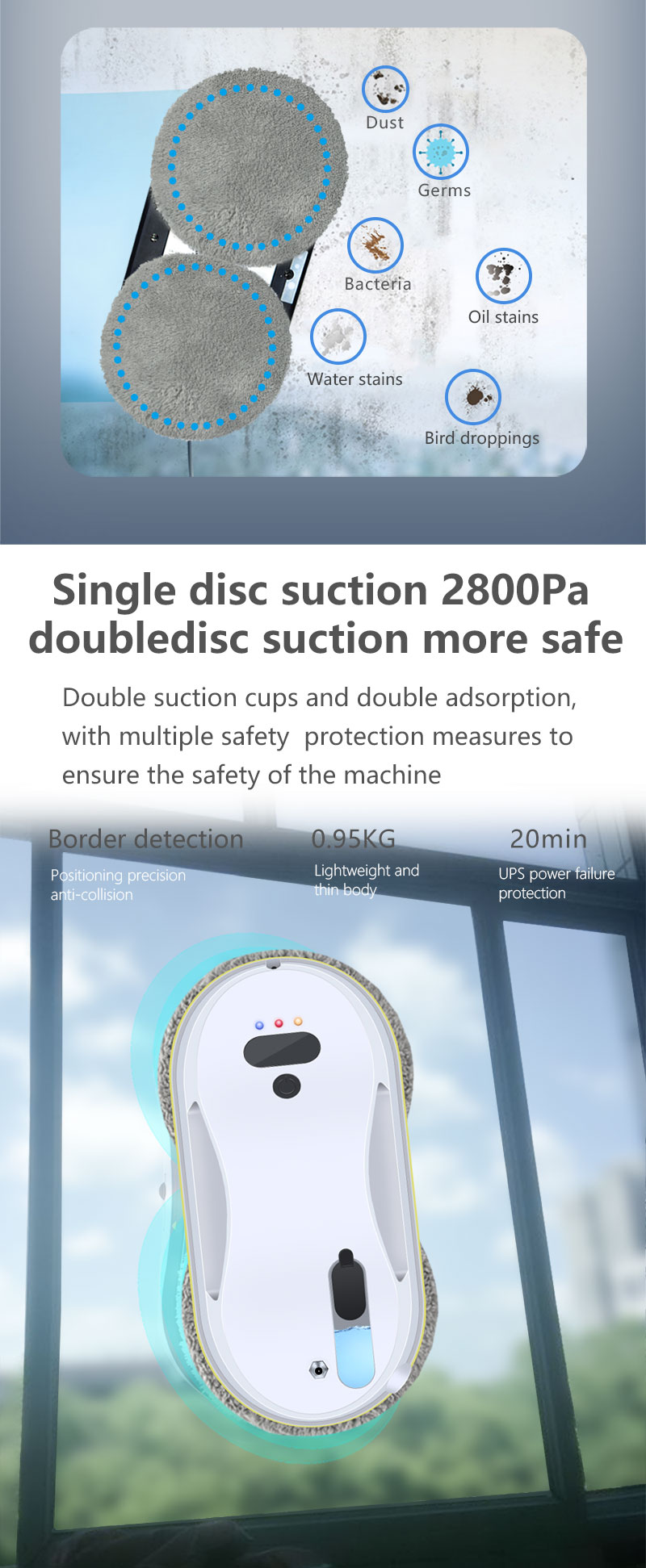 Household Window Cleaner Robot with Smart Spray and Intelligent Cleaning Features
