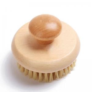 Wholesale Exfoliating Natural Bristle Bath Brush Spa Shower Body Massager Round Wooden from china suppliers