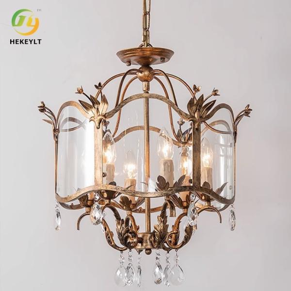 Vintage Glass Dining Room Chandelier Living Room Bedroom Study Candle Crystal