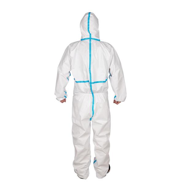 White PE Disposable Protective Suits Clothing Nonwoven Safety Hooded Coverall 3