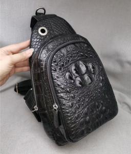 Wholesale Genuine Real Crocodile Skin Men's Casual Chest Bag Authentic Alligator Leather Male Crossbody Bag Messenger Bag from china suppliers