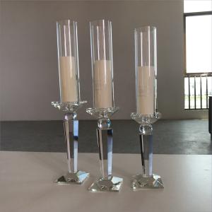 Wholesale Silver Black 3 Piece Candle Holder Set Centerpiece Crystal Candlestick 20cm from china suppliers