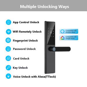 Wholesale Aluminum Alloy Smart Home TTlock Keyless Digital Door Lock Biometric Fingerprint Door Lock from china suppliers
