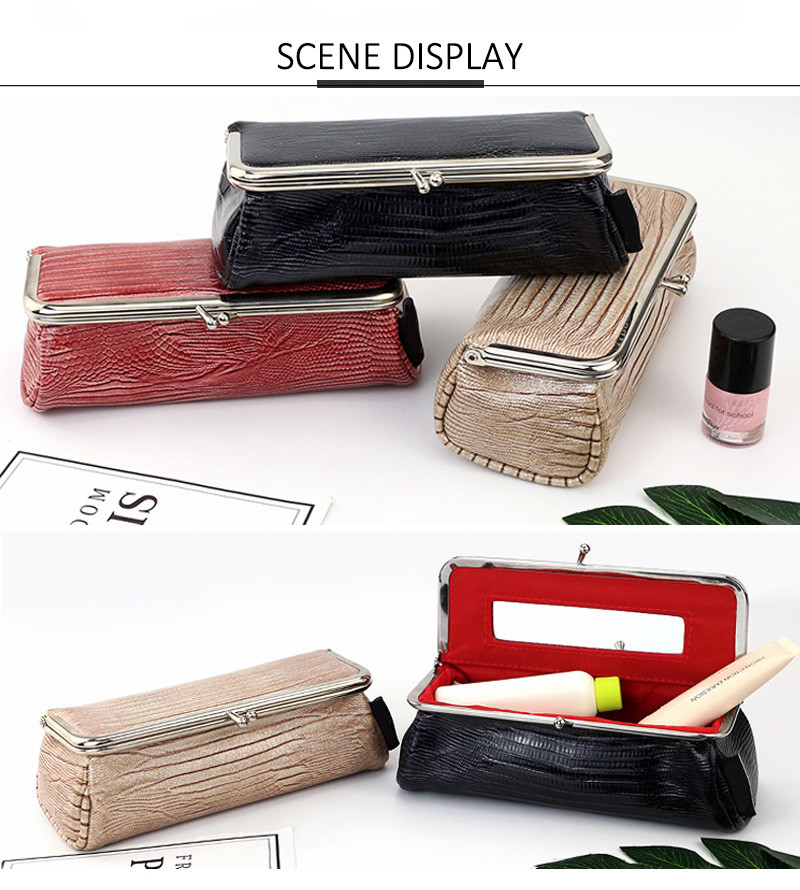 Water Repellent L18*D7*H6cm PU Cosmetic Bag With Mirror