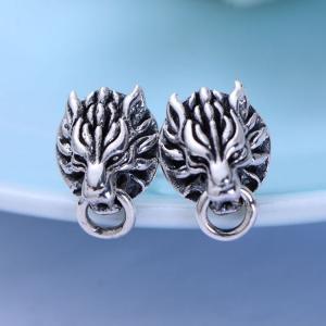 Wholesale 925 Black Silver Lion Unisex Design Stud Earrings(XH056786W) from china suppliers