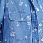 100% Cotton Chambray Long Sleeves Shirt , Loose Fit Blouses For Young Ladies
