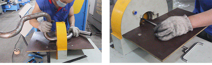 The application of bending pipe belt sanding machine