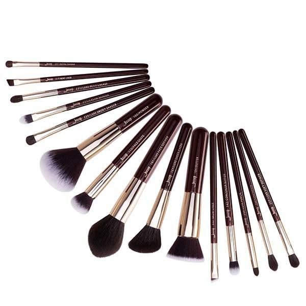 Aluminium Ferrule Makeup Cosmetic Brush Set 15pcs Zinfandel Color Beauty