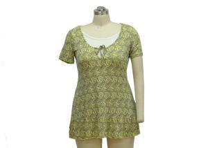 Wholesale Ladies Casual Short Sleeve Slim Body Fit Dresses Front Butterfly Ties Contrast Inside Layer from china suppliers