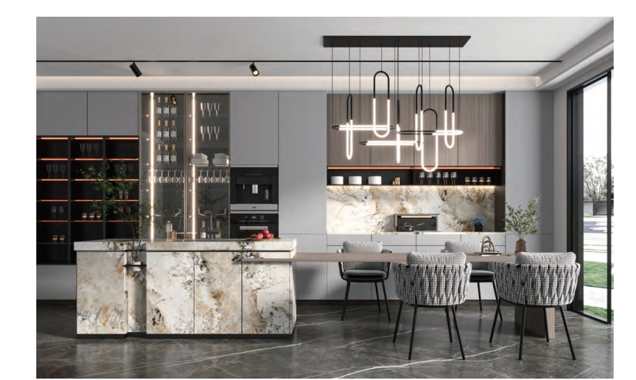 Pandora White Brown Colour Marble Slab Tile Polished Granite Floor Tiles