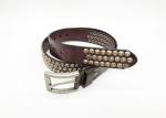 10mm Bronze Studs Mens Leather Studded Belt With Dark Nickel Color Buckle
