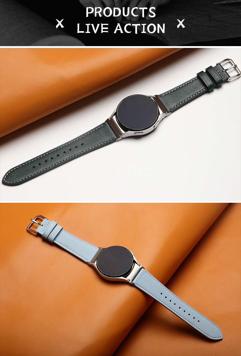 20mm Leather Watch Band for Samsung Galaxy Watch 4 Quick Release Genuine Leather Strap