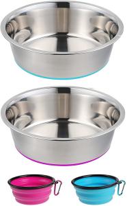 Wholesale Deep Stainless Steel Anti-Slip Dog Cat Bowls with No-Spill and Non-Skid Rubber Bottom from china suppliers
