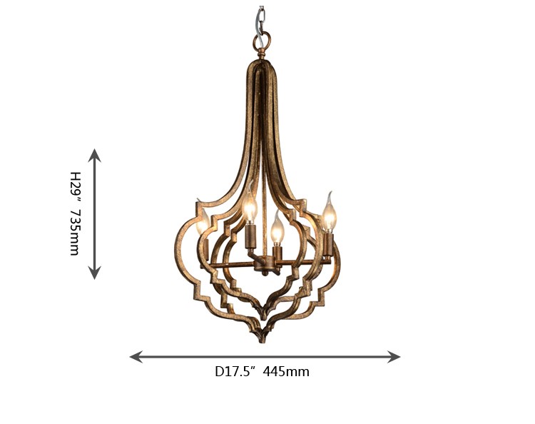 Antique bronze chandelier 4 lamp holders indoor home lighting (WH-CI-44)