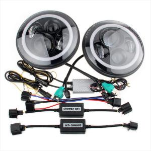 Wholesale 70W Led Jeep Wrangler Headlights , High Low Beam Halo Angel Eyes Headlights from china suppliers
