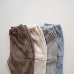 Children'S Toddler Ribbed Long Sleeve Trousers Solid Colour