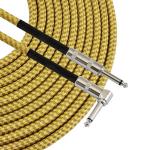 Durable Braided 3M 10FT Right Angle Straight 1/4 TS Jack Electric Instrument