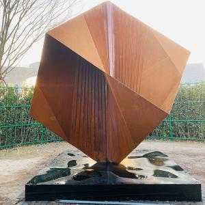 Wholesale OEM / ODM Outdoor Corten Steel Sculpture Large Lawn Cube Square from china suppliers