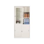 Metal Glass Door Filing Cabinet Steel Book Display Shelf For Living Room
