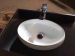 Prefab Elegant Dark Grey Granite Vanity Tops Hotel Bathroom With Ceramic Sink