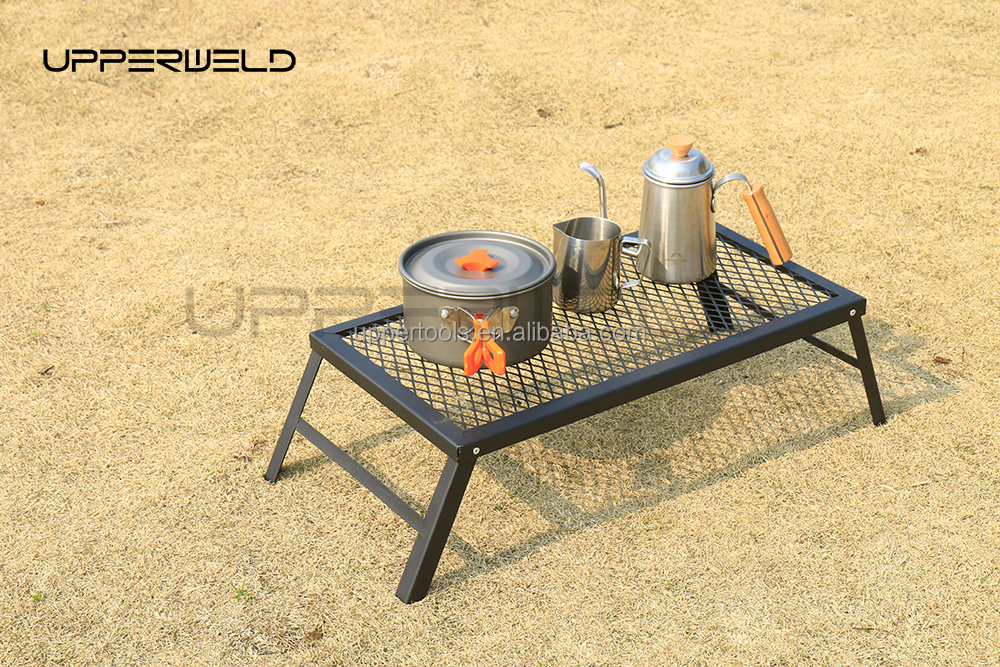 Black Folding Campfire Grill Portable Heavy Duty Camp Grill Grate for Outdoor Camping