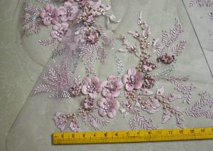 Wholesale Embroidered 55 Inch Peach Color 3D Floral Rose Lace Fabric With Beads And Sequins from china suppliers