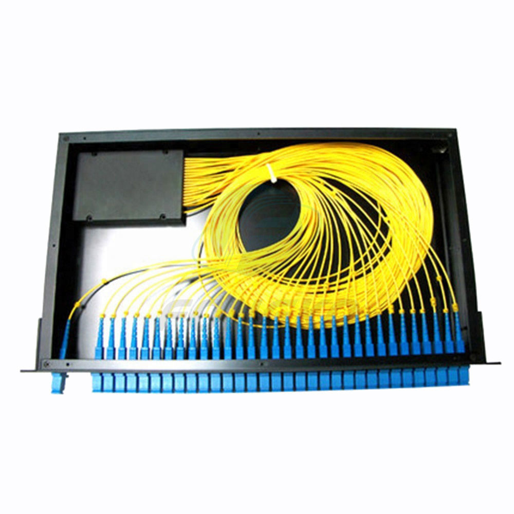 19 Inch 1U Fiber Optic Splitter Chassis With Connector 1x64 SC APC PLC