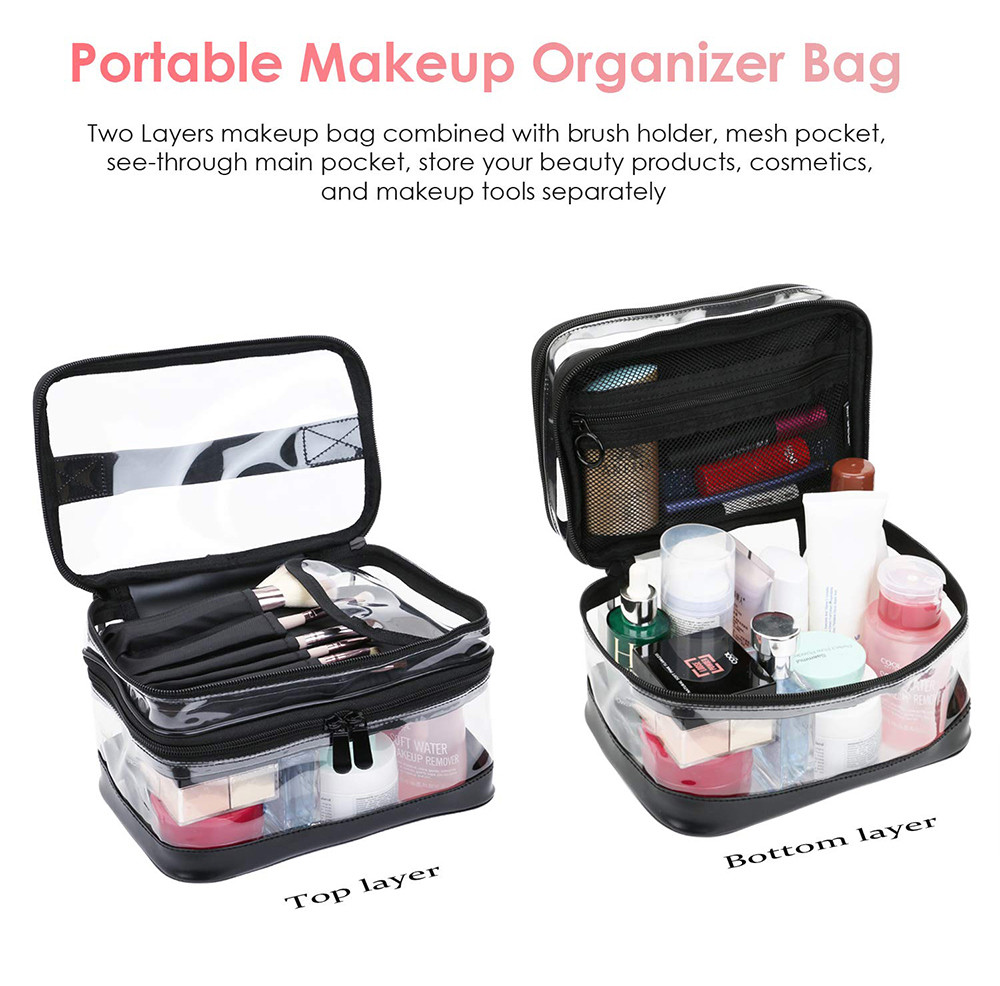 Multifunctional Double Layer PVC Cosmetic Bag For Business Trip