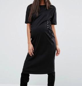 Wholesale Black Color Pregnant Women Outfits Long Maternity T Shirt Dress With Corset from china suppliers