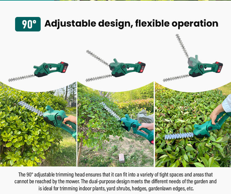 Powerful Lithium Hedge Trimmer With Multi-Purpose Cutting Heads For Hedges And Grass