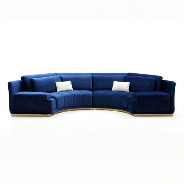 Upholstered Titanium Blue Velvet Sectional Living Room 0.7m Leather Corner Sofa