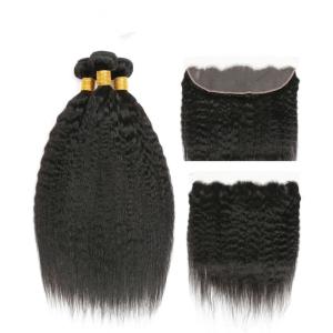 Wholesale Front Virgin Hair Extensions Real Human Hair / Kinky Straight Bundles With Lace from china suppliers