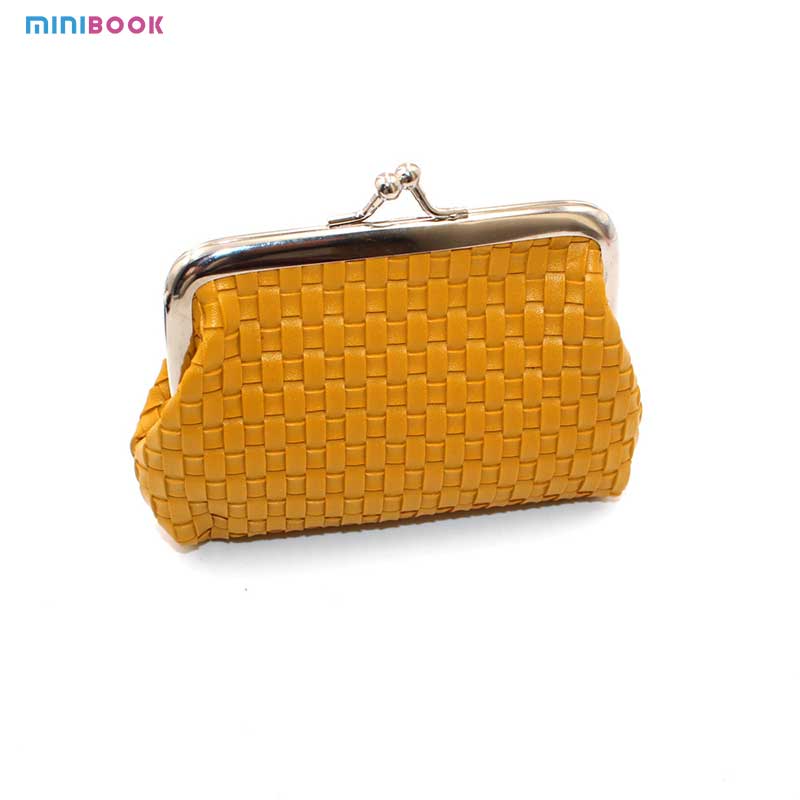 Minibook Custom Logo 4 Inch Weave Coin Pouch Women Wallet For Daily Organization