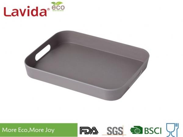 Quality Professional use Customized Logo and Design Biodegradable Bamboo fibre Tray for shool restaurant home Gray 2-pc set for sale