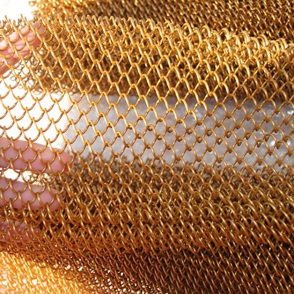 Gold Stainless Steel Diamond Shape Decorative Metal Mesh For Curtain Or