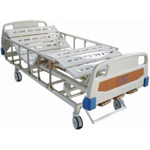 Wholesale 3 Crank Patient Manual Hospital Bed Steel Frame Four Central Controlled Silent Wheels from china suppliers
